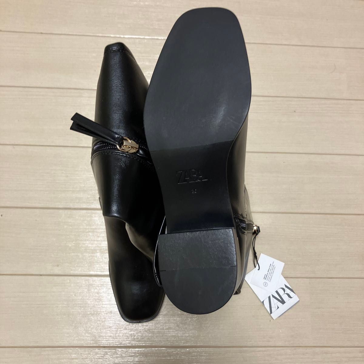 新品　未使用　ブラック 合皮　ZARA ロングブーツ23.5cm