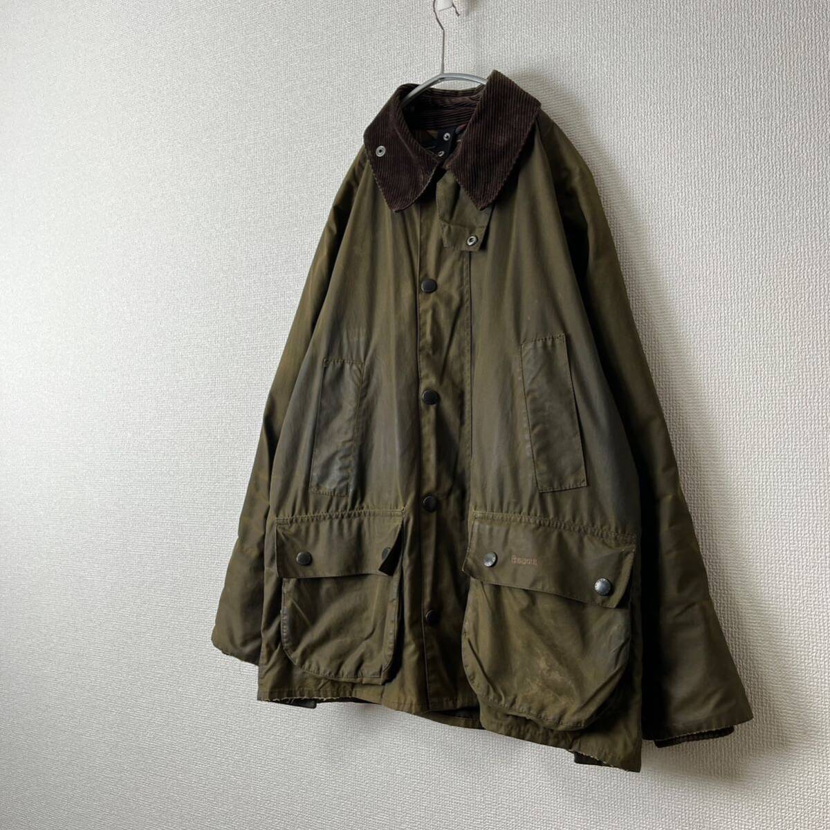 Barbour バブアー CLASSIC BEDALE クラシックビデイル オイルドジャケット 英国製 襟コーデュロイ切り替え オリーブ 裏地チェック 1202135_画像1