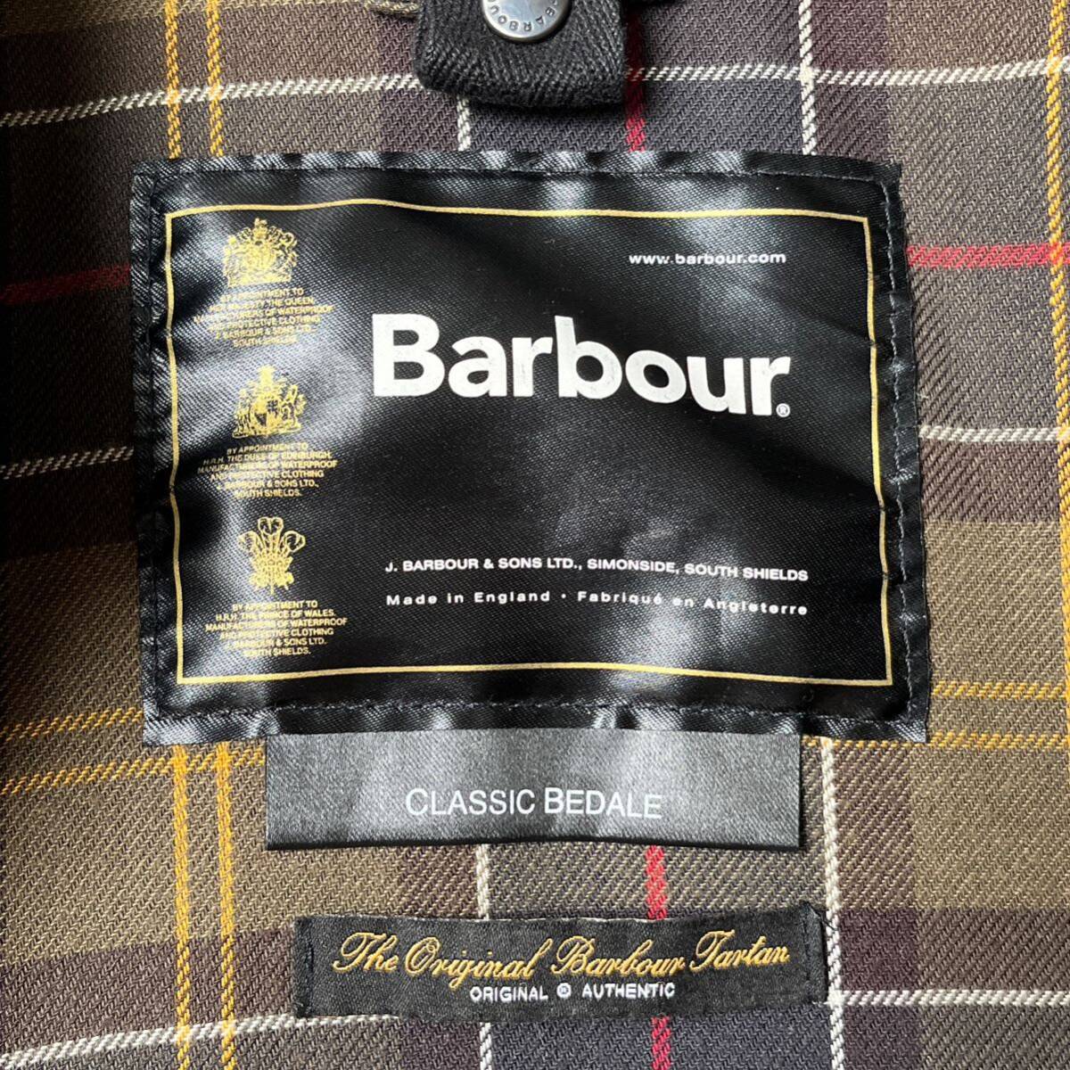Barbour バブアー CLASSIC BEDALE クラシックビデイル オイルドジャケット 英国製 襟コーデュロイ切り替え オリーブ 裏地チェック 1202135_画像9