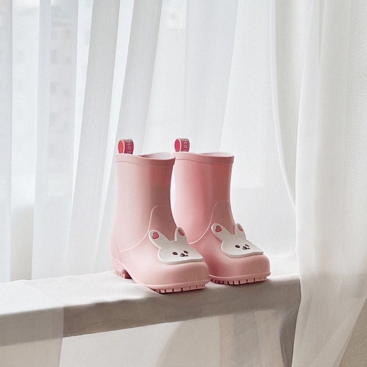 レインブーツ 長靴 レインシューズ キッズ 男の子 女の子 雨具 雨靴 軽量  可愛い　くま　うさぎ　ピンク　ホワイト　アイボリー