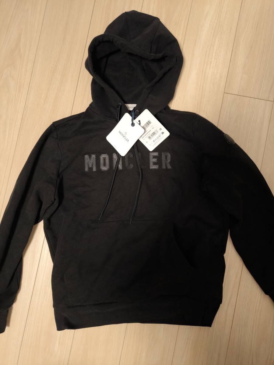 2024年購入新品タグ付 MONCLER モンクレール パーカー フーディー スウェットシャツ L 黒 ブラック 新宿伊勢丹メンズ館購入 24SS