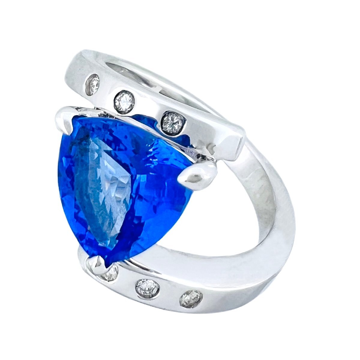 【きれいめファッション51選】上品さと清潔感をキープし リング タンザナイト 2.71ct ダイヤモンド 0.08ct K18 WG 14号 指輪 レディース タンザナイト