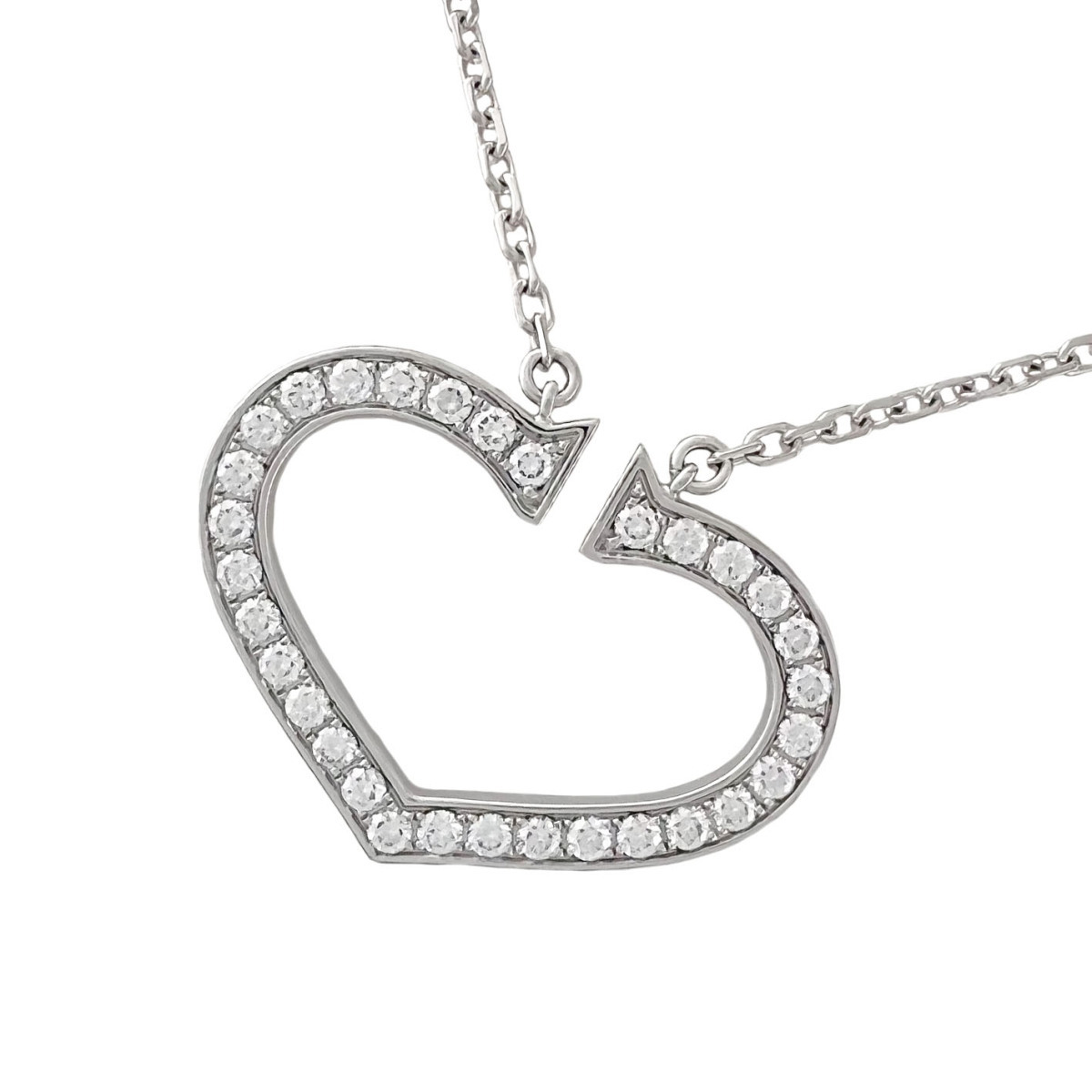 CARTIER Cartier necklace Large C Heart LM diamond 750 K18 WG white gold 