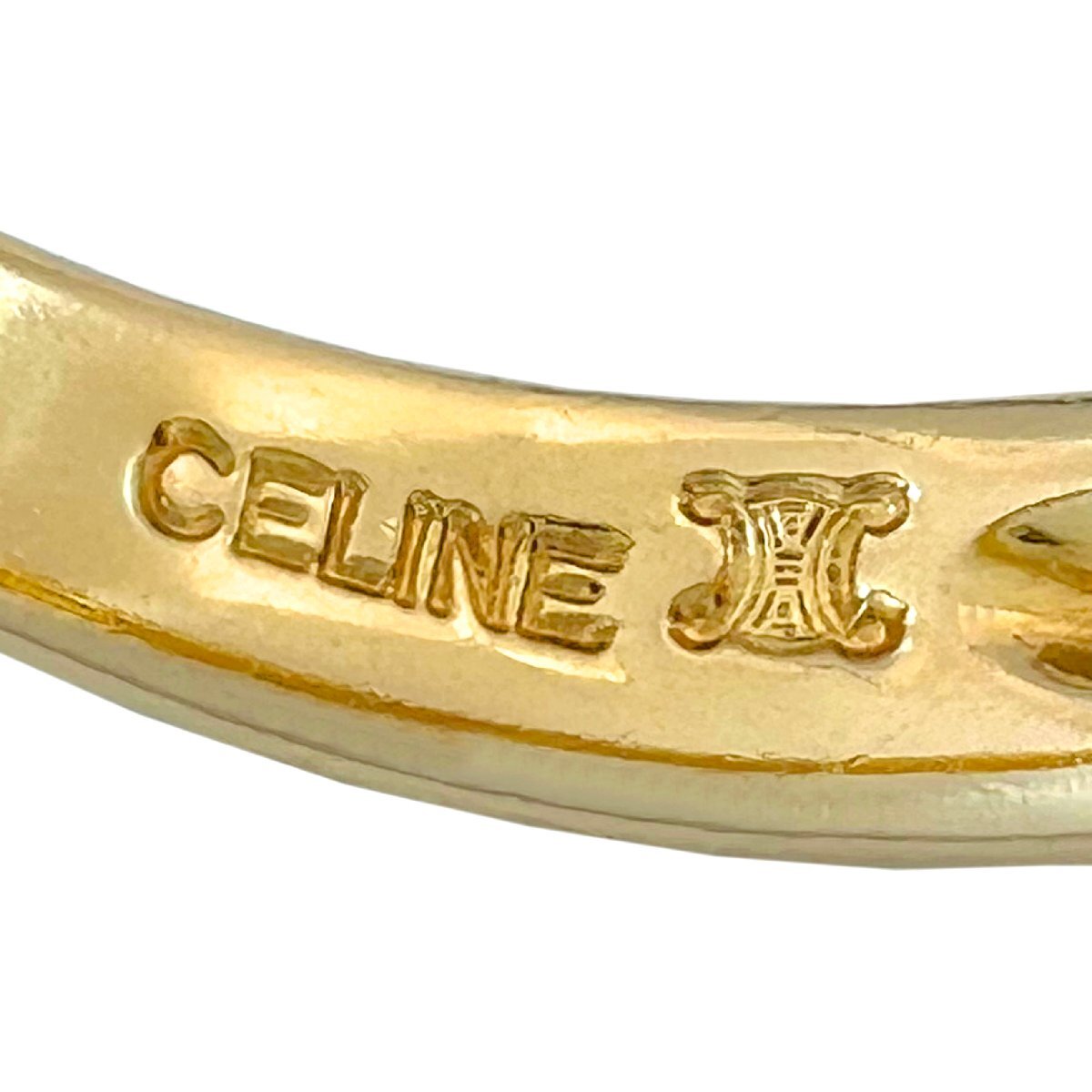 CELINE　セリーヌ　リング　ヴィンテージ　トリオンフ　750　K18　YG　Pt900　ロゴ　11号　指輪_画像9