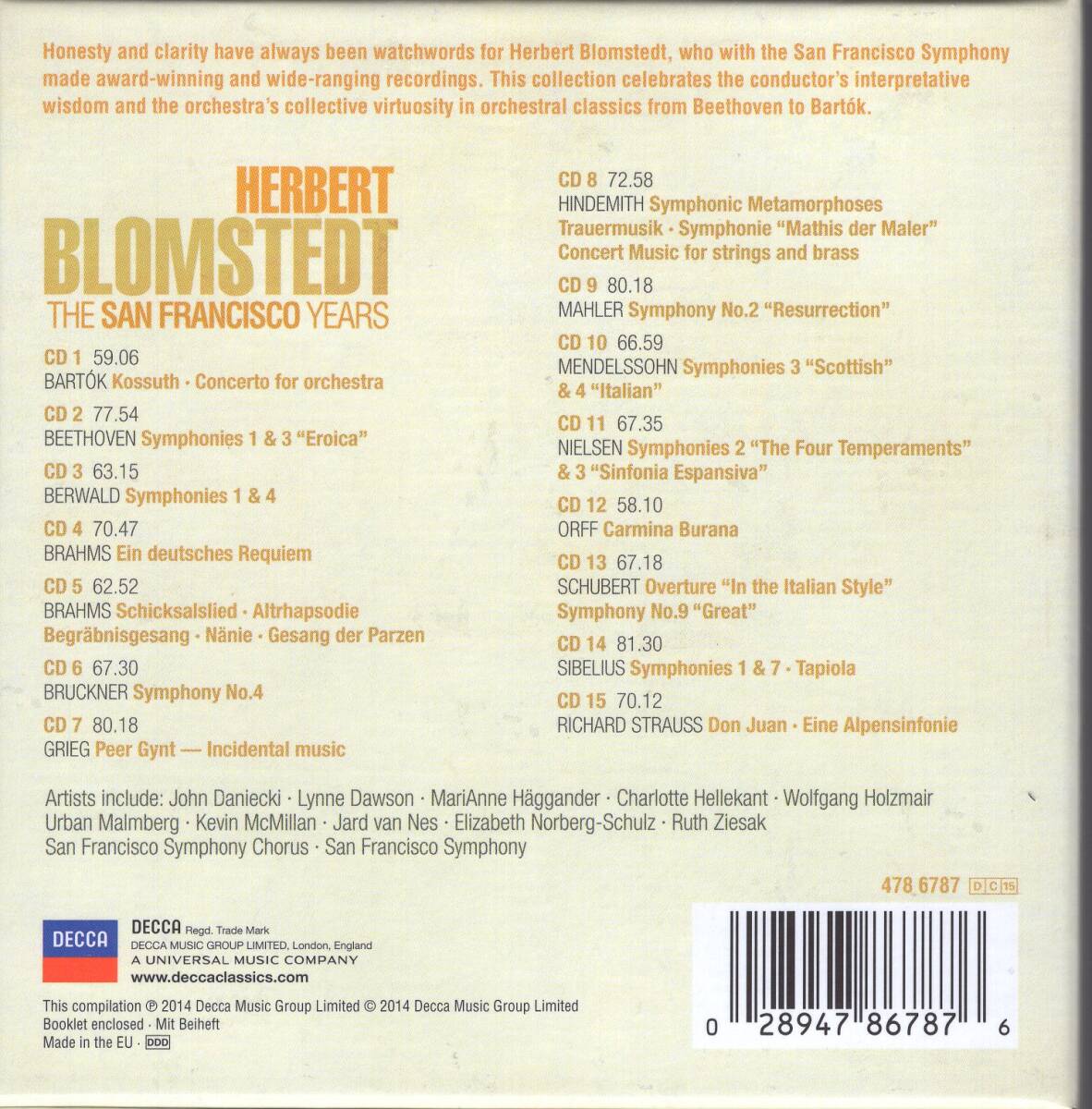 ブロムシュテット サンフランシスコ交響楽団録音集成 DEECA輸入盤15CDの画像2