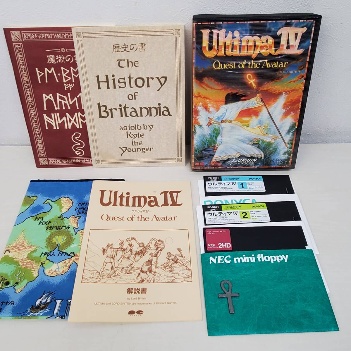 KT0429-221□ウルティマ Ⅳ ULTIMA PC-9801 2HD 箱・取説 レトロ PCゲーム 汚れ有 動作未確認 ジャンク 