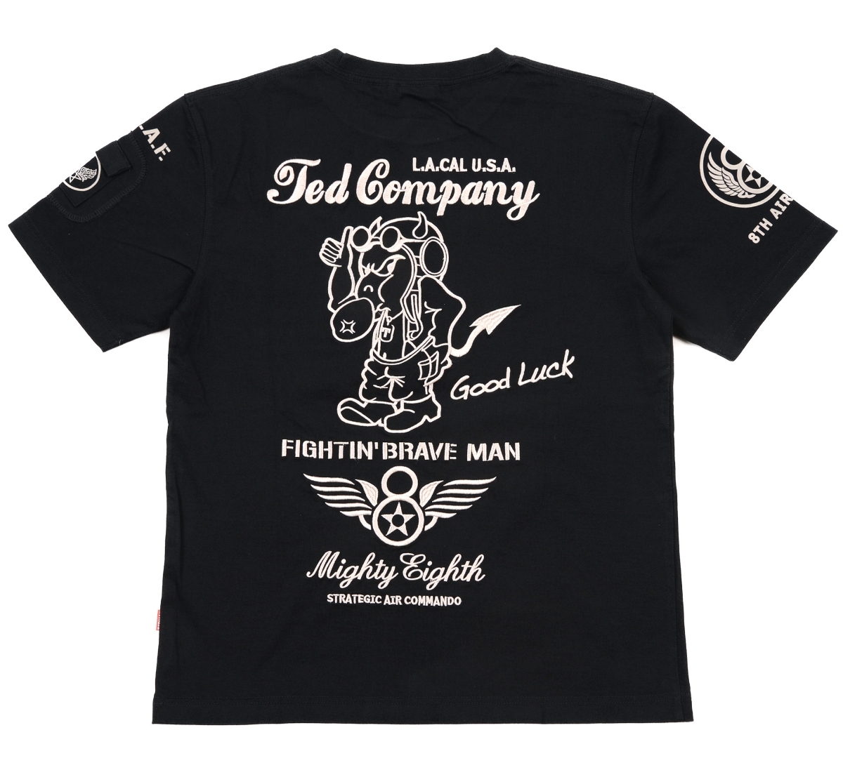 テッドマン/刺繍Tシャツ/黒/XS/tdss-497/エフ商会/カミナリモータース/スカT