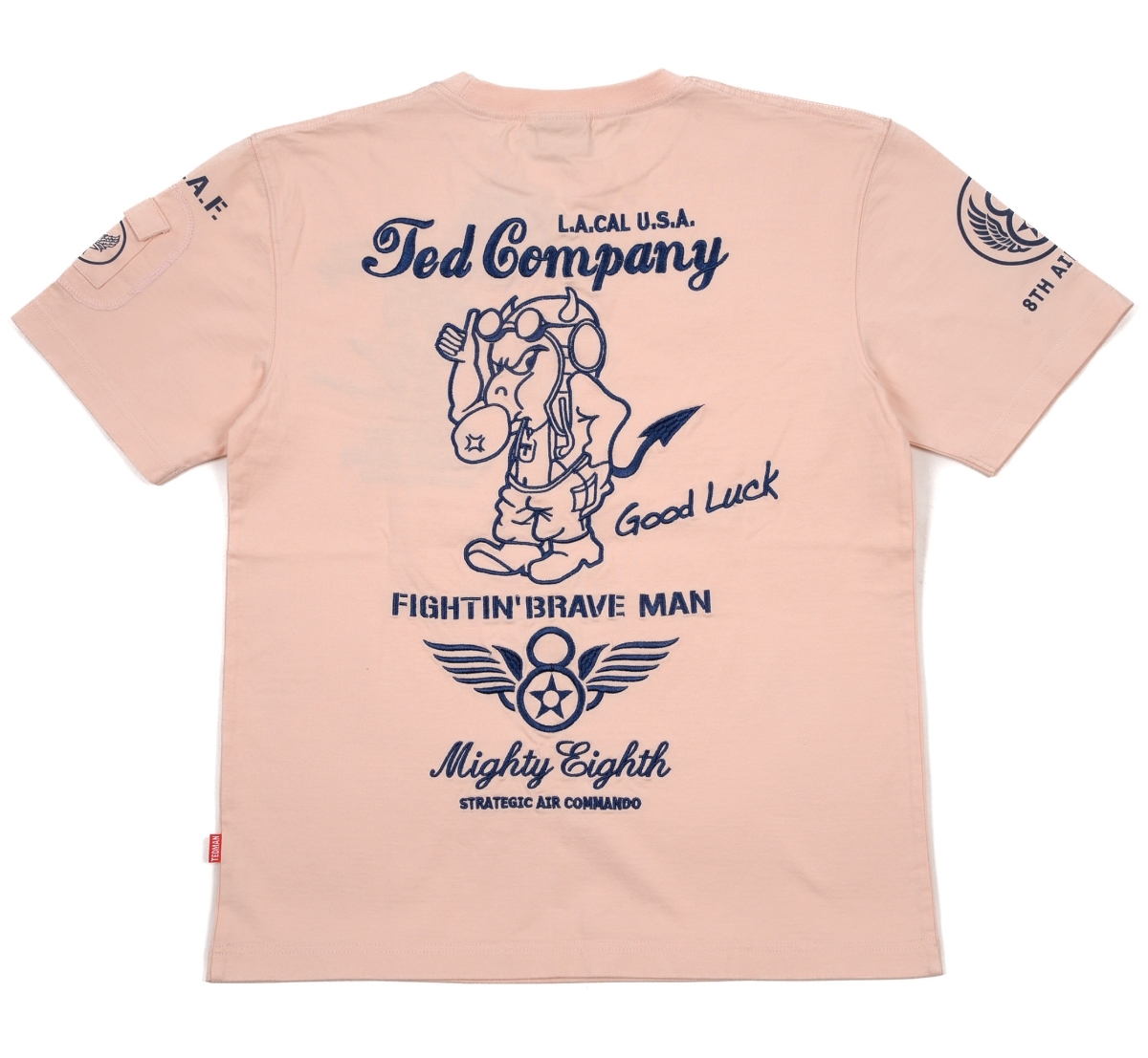 テッドマン/刺繍Tシャツ/ピンク/XL/tdss-497/エフ商会/カミナリモータース/スカT_画像1