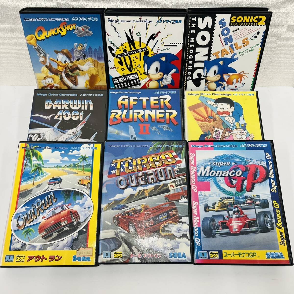 I230-Z15-197 SEGA セガ Mega Drive メガドライブ ソフト9点 ソニック・ザ・ヘッジホッグ おそ松くん はちゃめちゃ劇場ーパーモナコGP ②の画像1