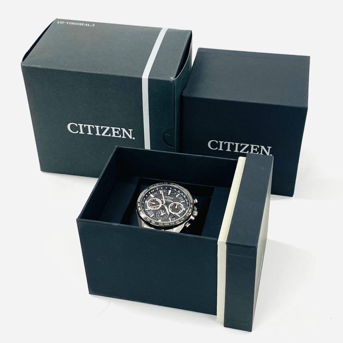 G635-I37-3557 CITIZEN シチズン Eco-Drive アテッサ サテライトウェーブGPS クロノグラフ 電波時計 ソーラー 稼動 F950-T026648 腕時計 ④_画像10