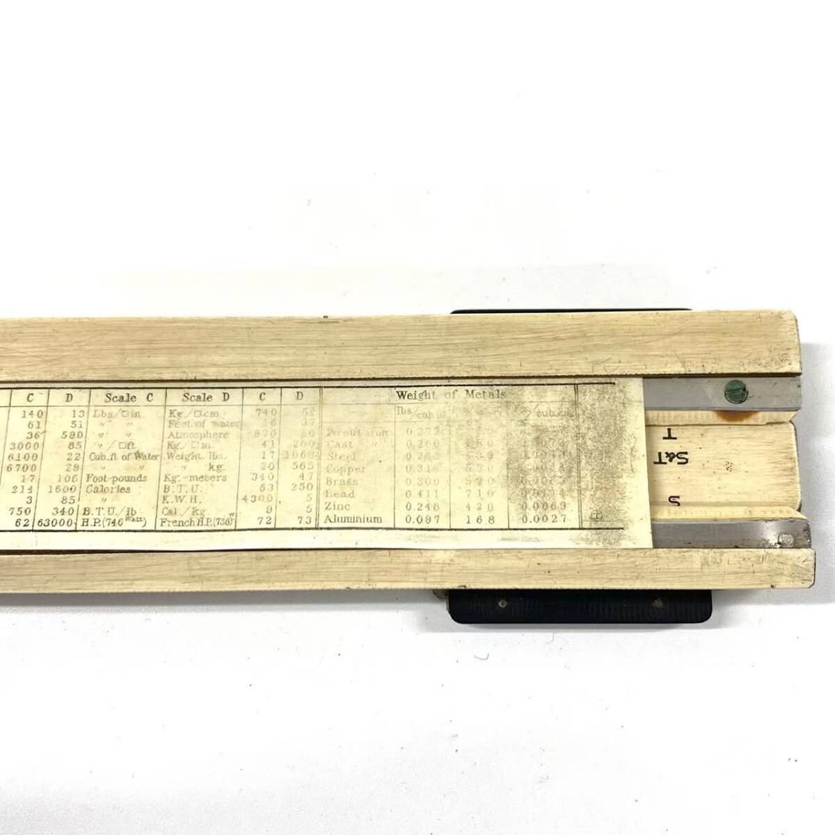 G648-I57-897 ◎ SUN HEMMIS' BAMBOO SLIDE RULE ヘンミ スライド式 計算尺 竹製 ケース付き 定規 日本製 当時物 文房具 ④_画像7