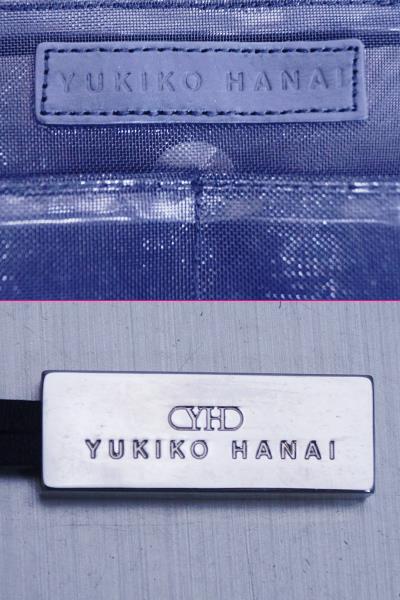YH YUKIKO HANAI ☆ユキコハナイ　ハンドバッグ　かごバッグ　メシュ　革製×ポーチ化繊☆黒×白_画像10
