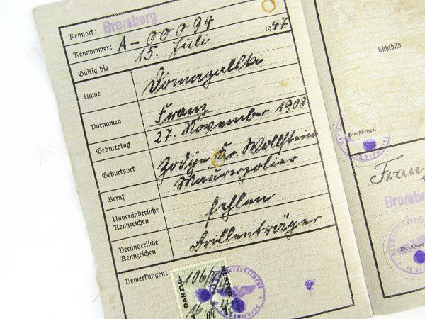 第二次大戦中実物 ドイツ軍 身分証明書 Kennkarteの画像3