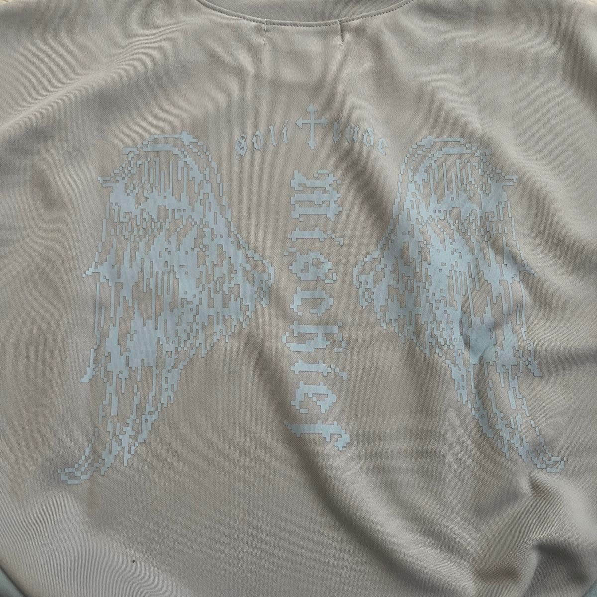 サブカル　パンクファッション　地雷系　半袖Tシャツ　水色 クロス　天使の羽