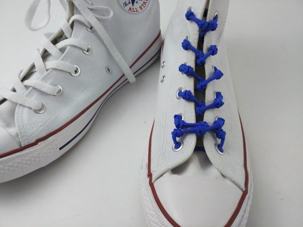 結ばない靴紐 ゴム 伸縮素材 ブルー 75cm ジョギング ウォーキング キッズの画像3