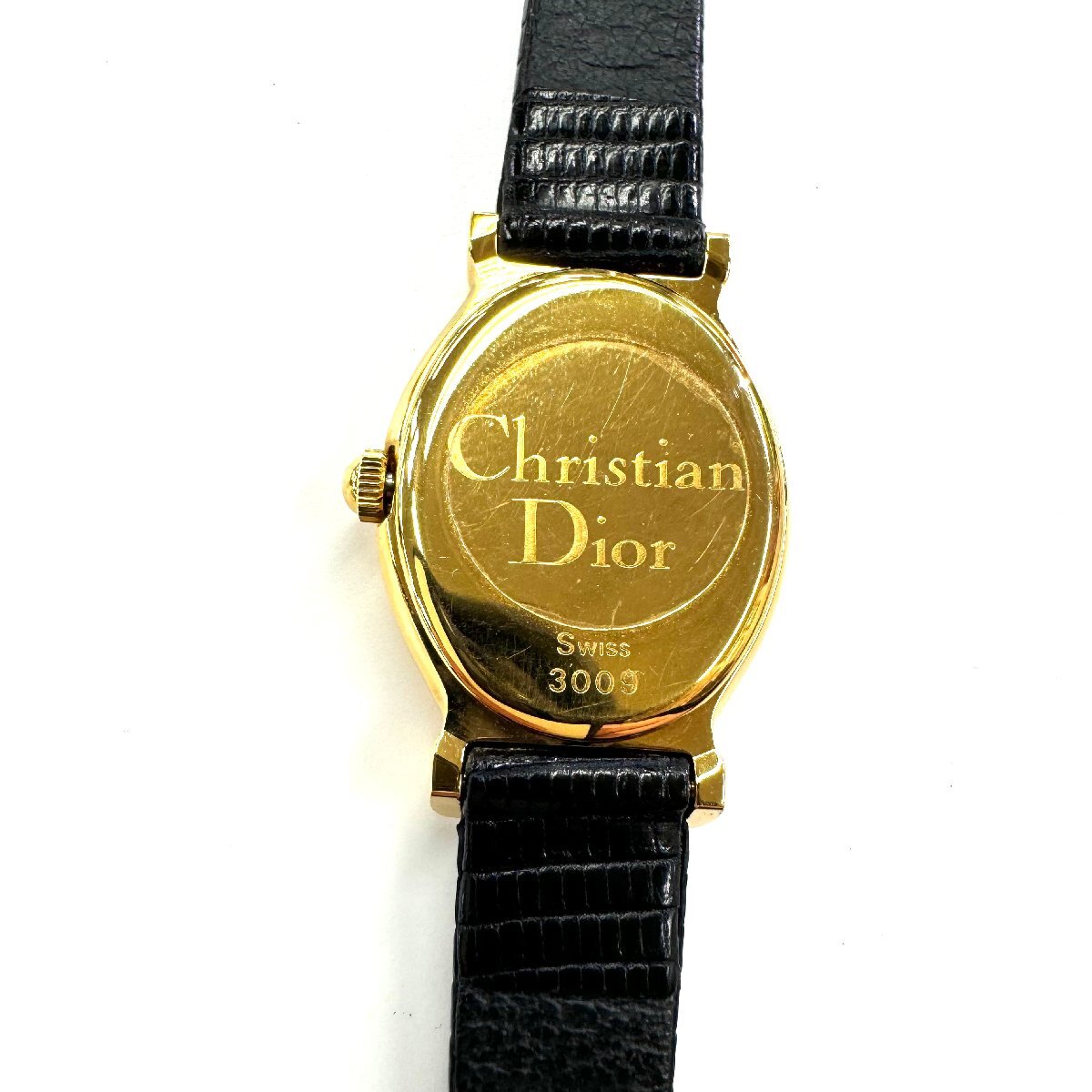 【稼動品】Christian Dior/クリスチャンディオール 腕時計 白文字盤 2針 QZ クォーツ ゴールド レザー レディース時計 スイス 3009_画像8