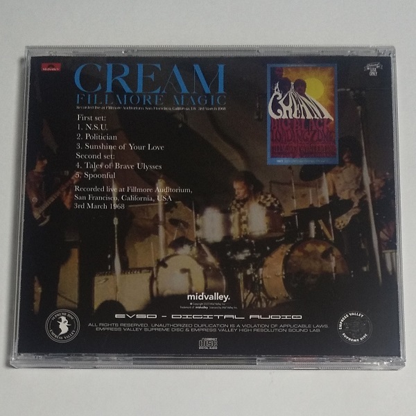 CD★CREAM「FILLMORE MAGIC」Eric Clapton / Jack Bruce / Ginger Baker MID VALLEY コレクターズの画像2