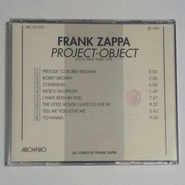CD★FRANK ZAPPA「PROJECT - OBJECT」コレクターズ フランク・ザッパの画像2