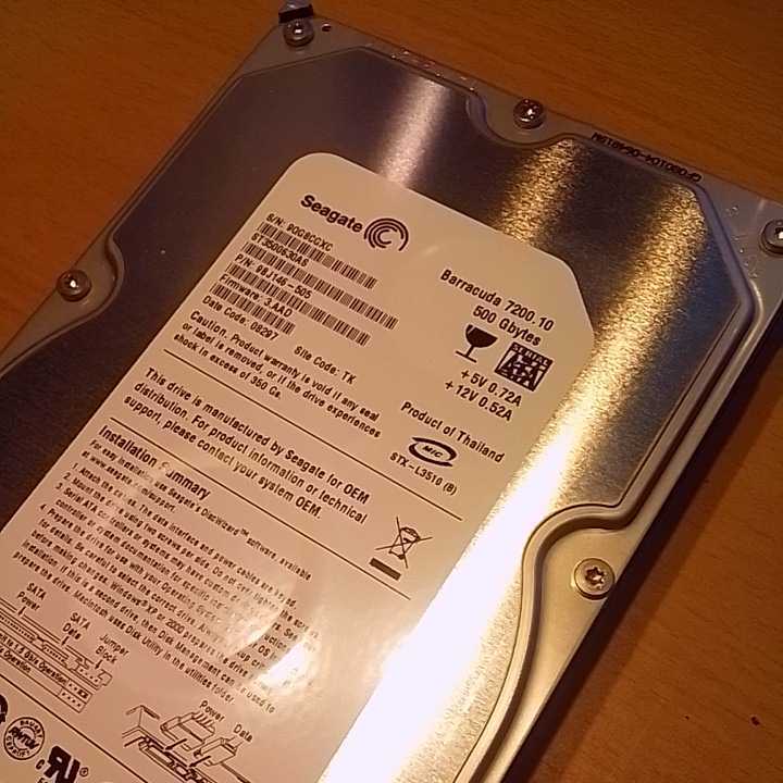 優良品/500ＧＢ/Barracuda 7200.10/／中古動作品_画像3