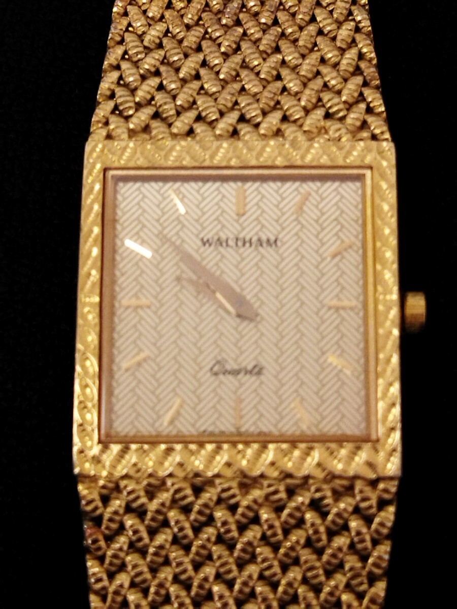【100円スタート】WALTHAM ウォルサム 腕時計 時計 ブランド時計 不動品 waltham ゴールドカラーの画像1