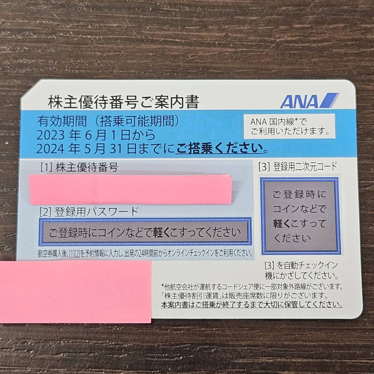 #28614【100円スタート】ANA株主優待割引券 番号通知可能 2024年5月31日まで 5月発行 全日空 青色 1枚 平日土日祝も対応可能の画像1