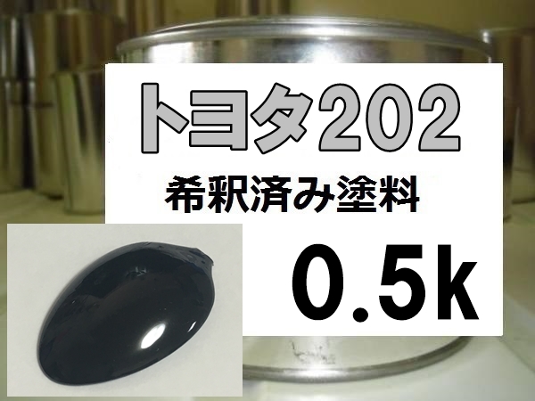 ◆ トヨタ202 塗料 希釈済 ブラック 202の画像1