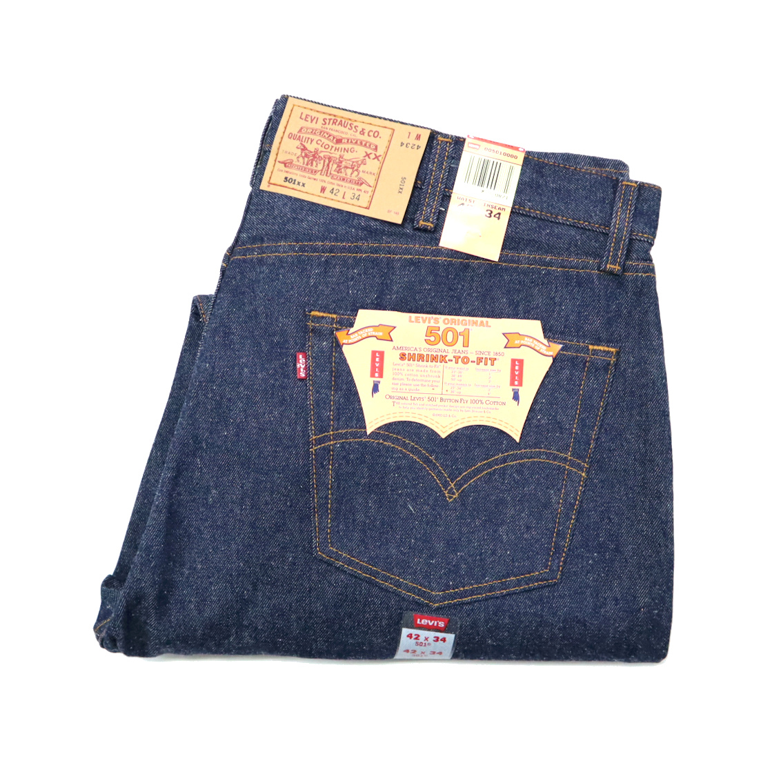  dead stock 90s Vintage LEVIS USA made Levi's 501 strut Denim pants W42 L34 jeans rigid old clothes 90 period ji- bread 