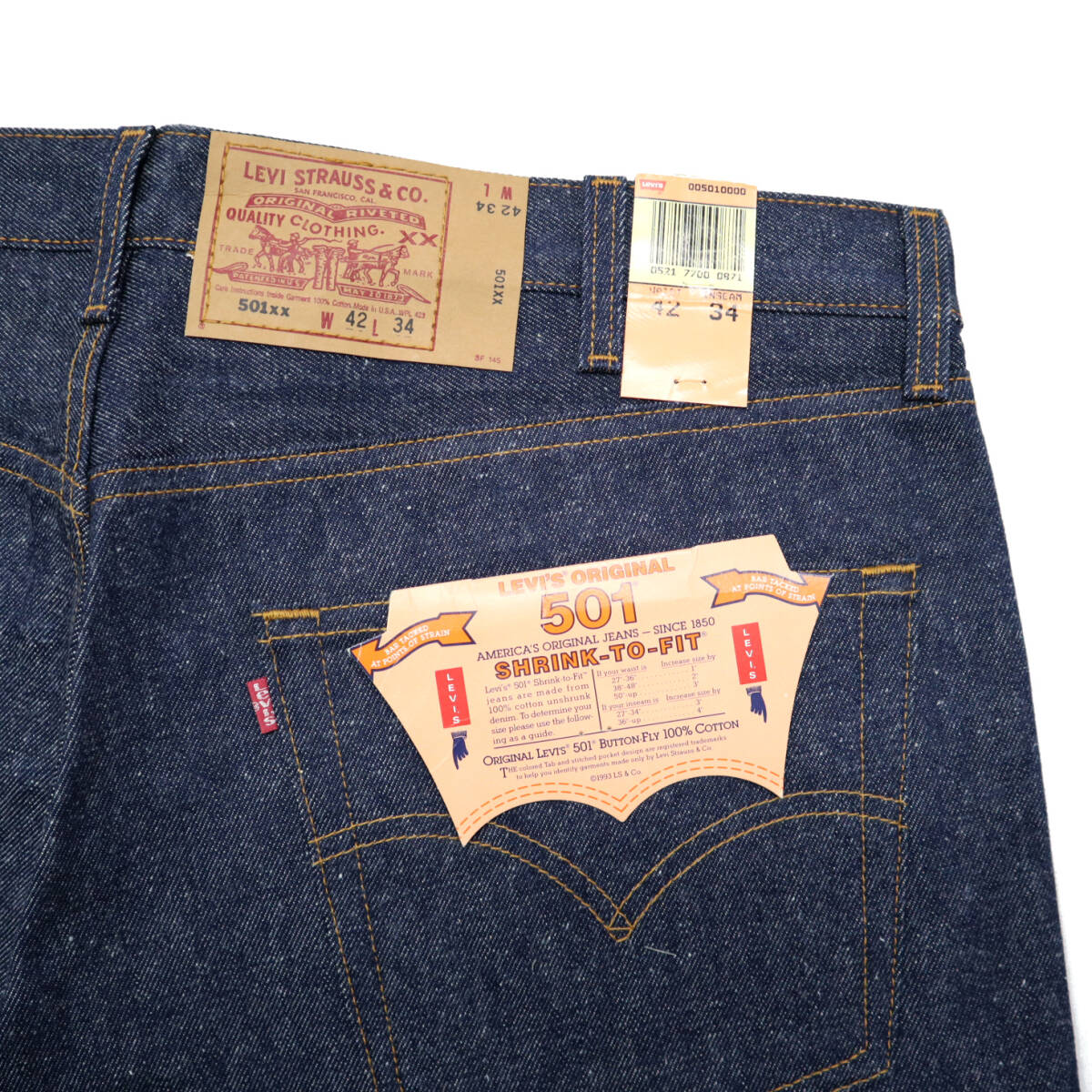  dead stock 90s Vintage LEVIS USA made Levi's 501 strut Denim pants W42 L34 jeans rigid old clothes 90 period ji- bread 