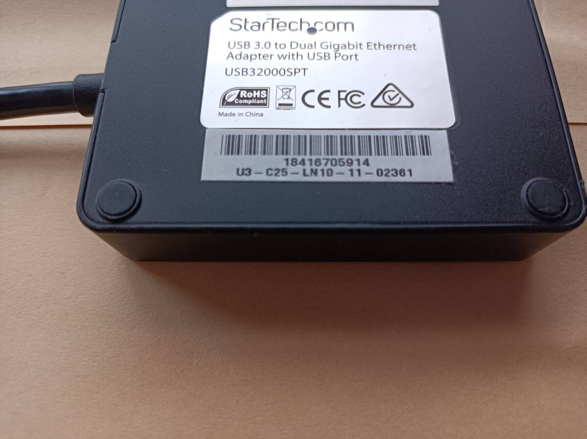 StarTech.com USB 3.0 - USB32000SPT デュアルポート ギガビット イーサネット アダプタ NIC (USB ポート付き)中古動作品_画像5