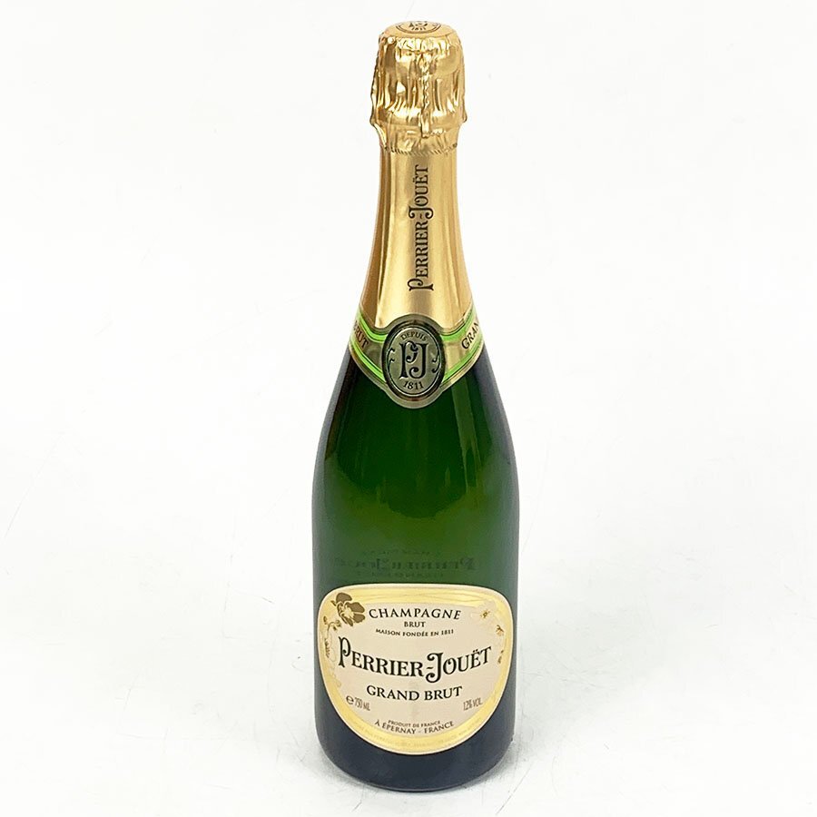 未開栓 古酒 PERRIER JOUET ペリエ ジュエ グラン ブリュット 750ml グラス2脚入りボックス [U12395]_画像2