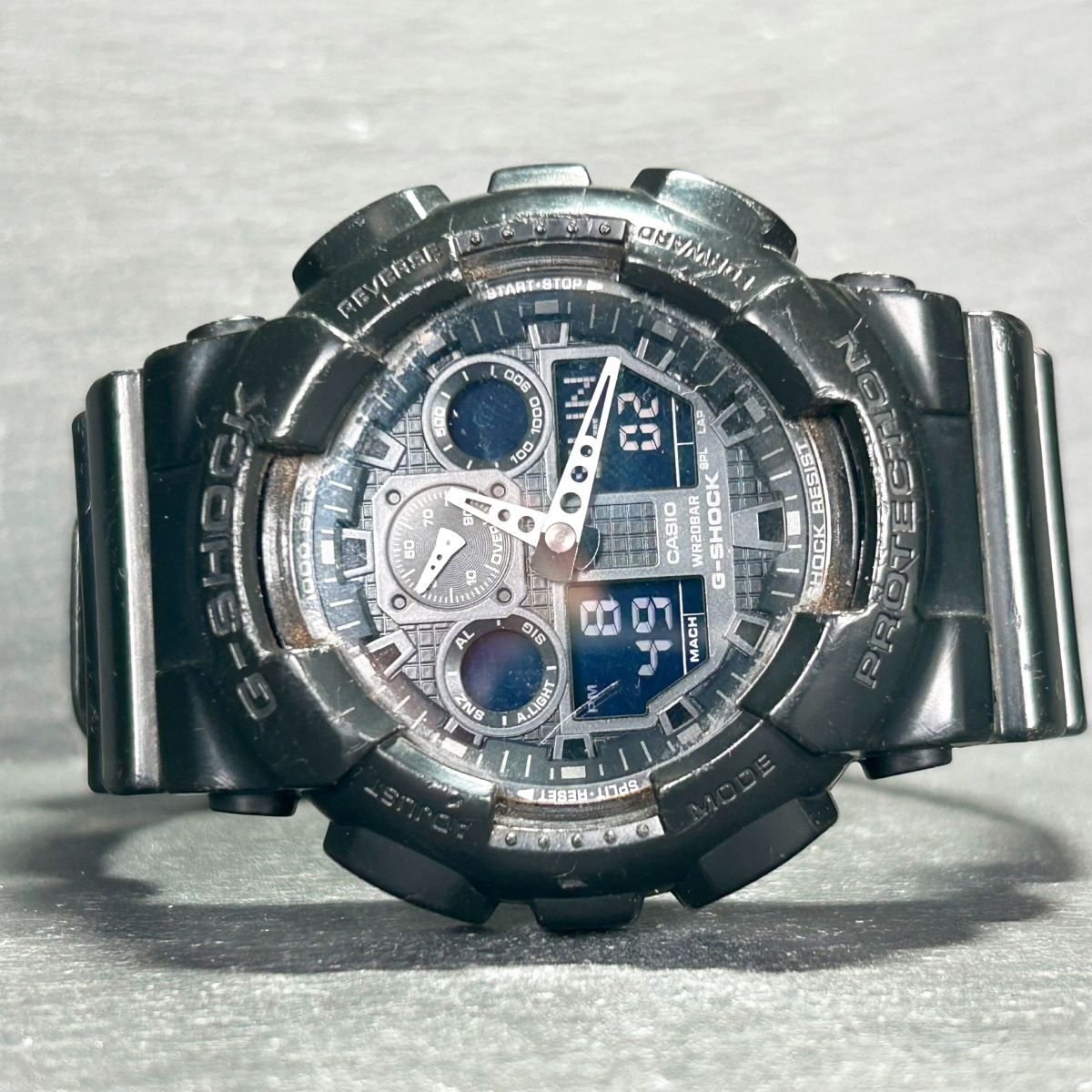 CASIO カシオ G-SHOCK ジーショック GA-100-1A1 腕時計 クオーツ アナデジ 多機能 ブラック ステンレススチール メンズ 新品電池交換済みの画像4