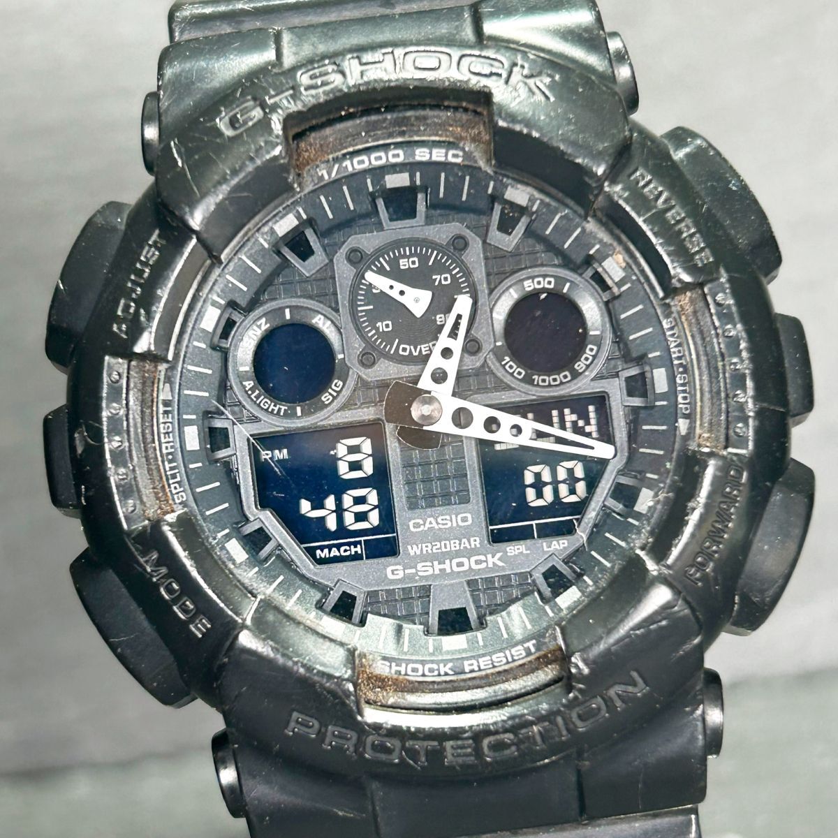 CASIO カシオ G-SHOCK ジーショック GA-100-1A1 腕時計 クオーツ アナデジ 多機能 ブラック ステンレススチール メンズ 新品電池交換済みの画像1
