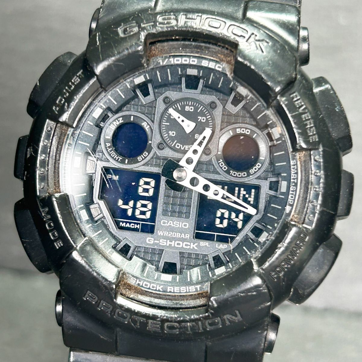 CASIO カシオ G-SHOCK ジーショック GA-100-1A1 腕時計 クオーツ アナデジ 多機能 ブラック ステンレススチール メンズ 新品電池交換済みの画像2