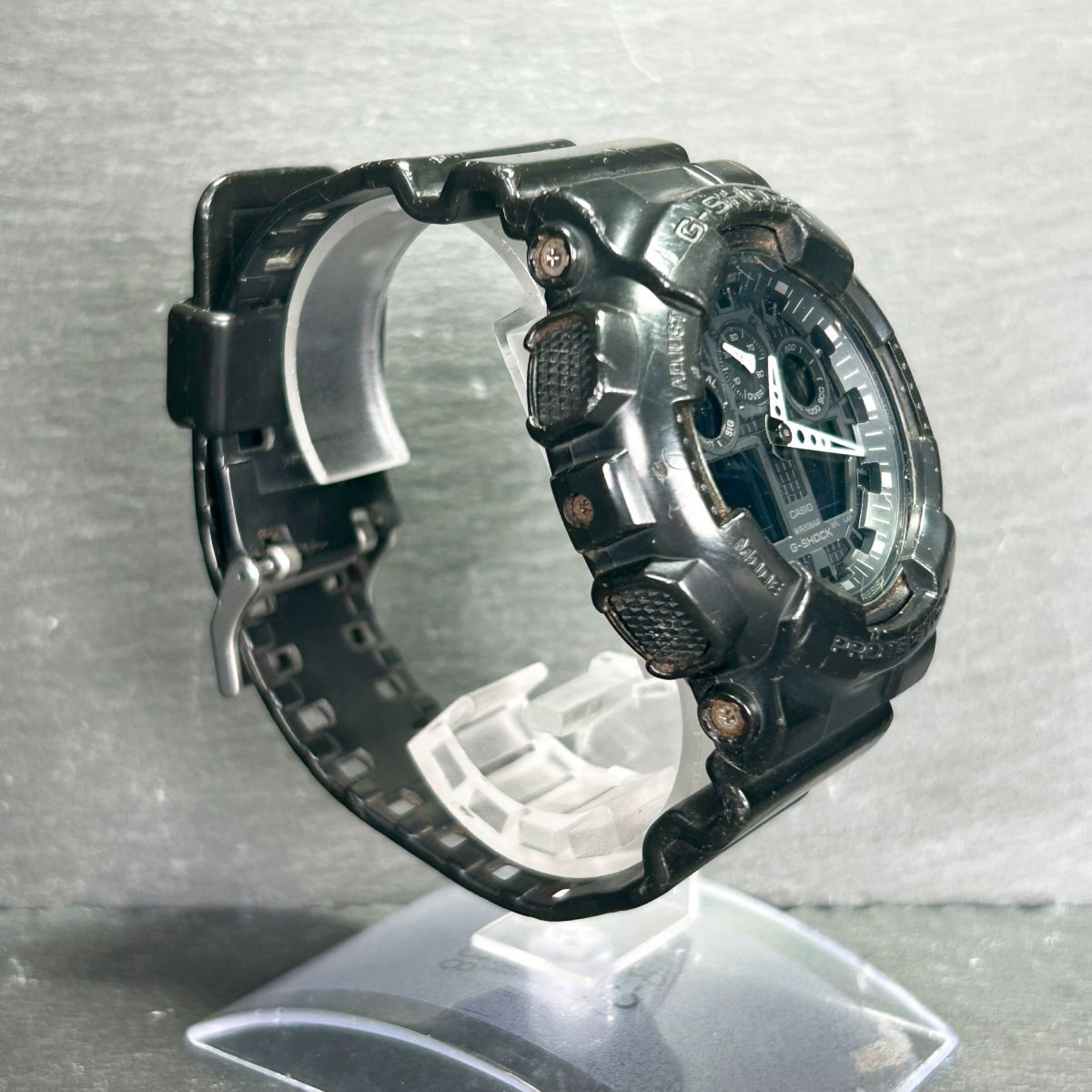 CASIO カシオ G-SHOCK ジーショック GA-100-1A1 腕時計 クオーツ アナデジ 多機能 ブラック ステンレススチール メンズ 新品電池交換済みの画像5