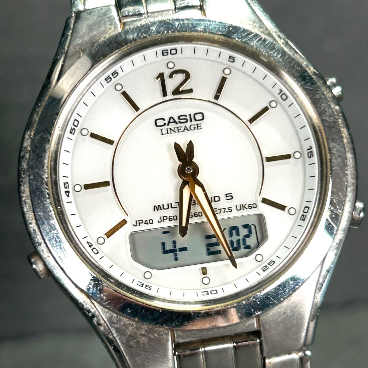 CASIO カシオ LINEAGE リニエージ LCW-M200DJ-7 腕時計 タフソーラー 電波時計 アナデジ ホワイト ゴールド ステンレススチール メンズの画像1