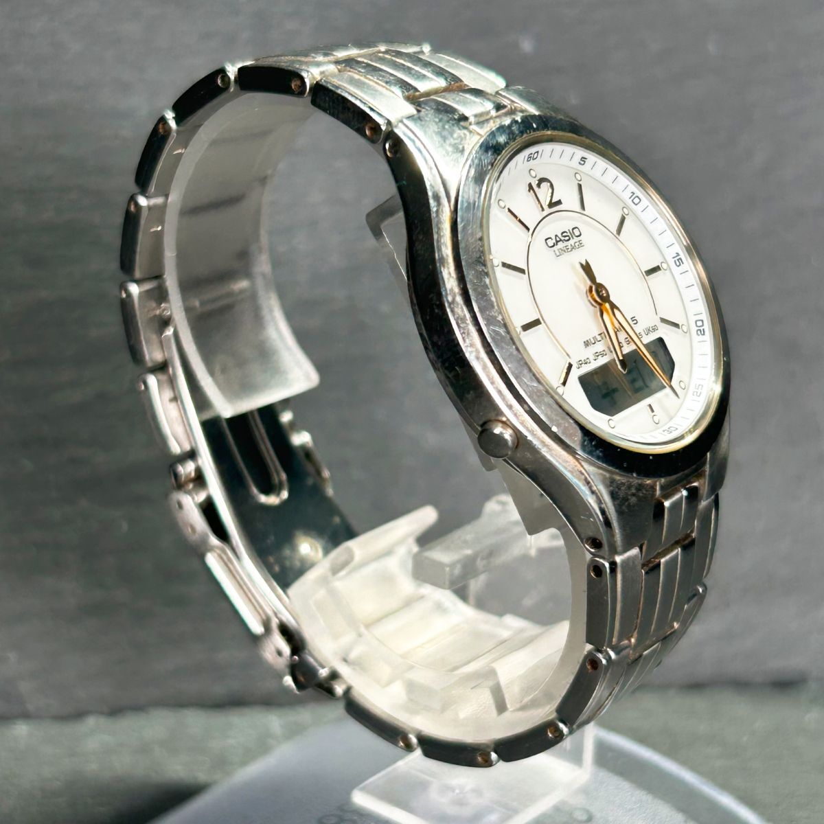 CASIO カシオ LINEAGE リニエージ LCW-M200DJ-7 腕時計 タフソーラー 電波時計 アナデジ ホワイト ゴールド ステンレススチール メンズの画像5