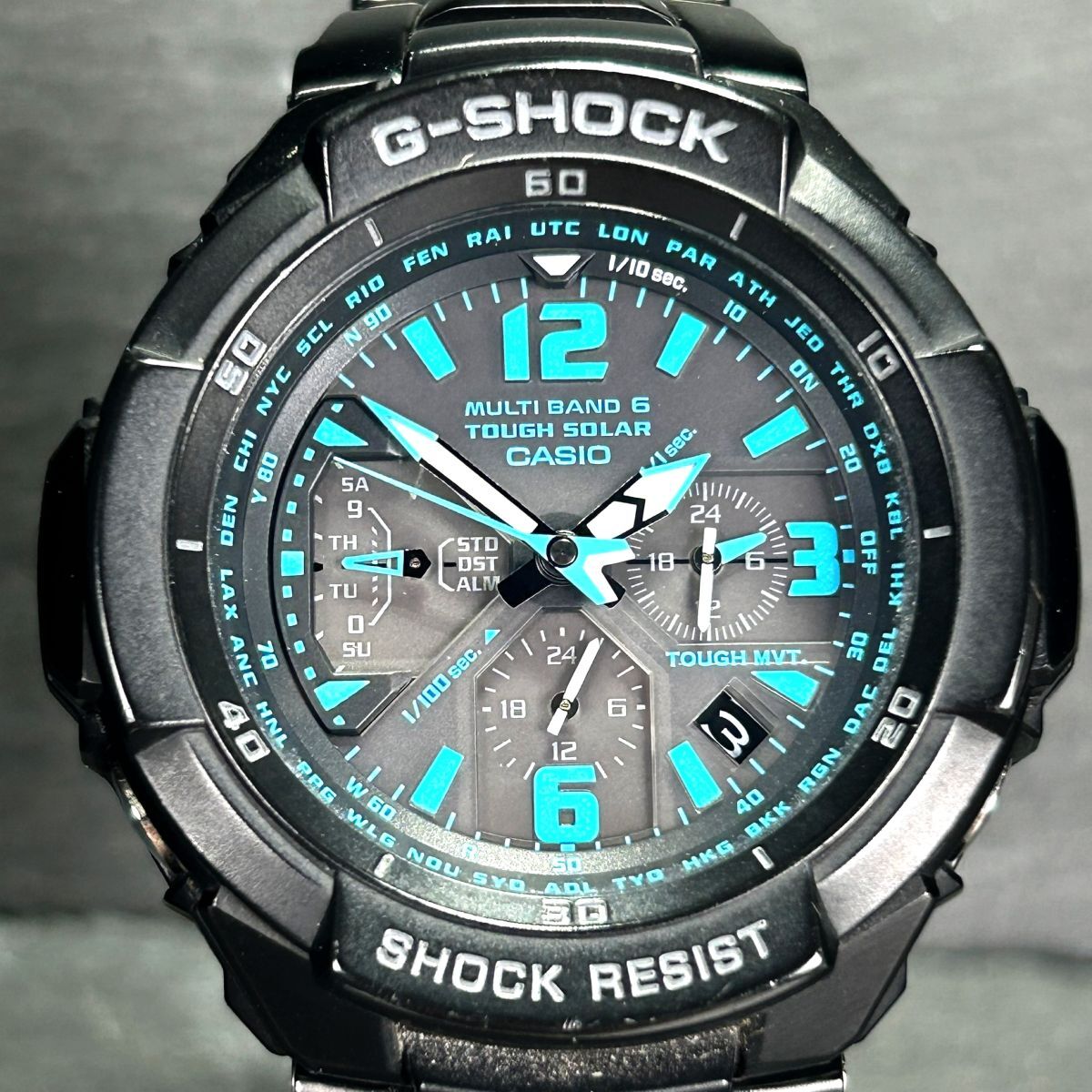 CASIO カシオ G-SHOCK ジーショック マルチバンド6 GW-3000BD-1A メンズ アナログ 電波ソーラー 腕時計 シアン ブラック 動作確認済みの画像3