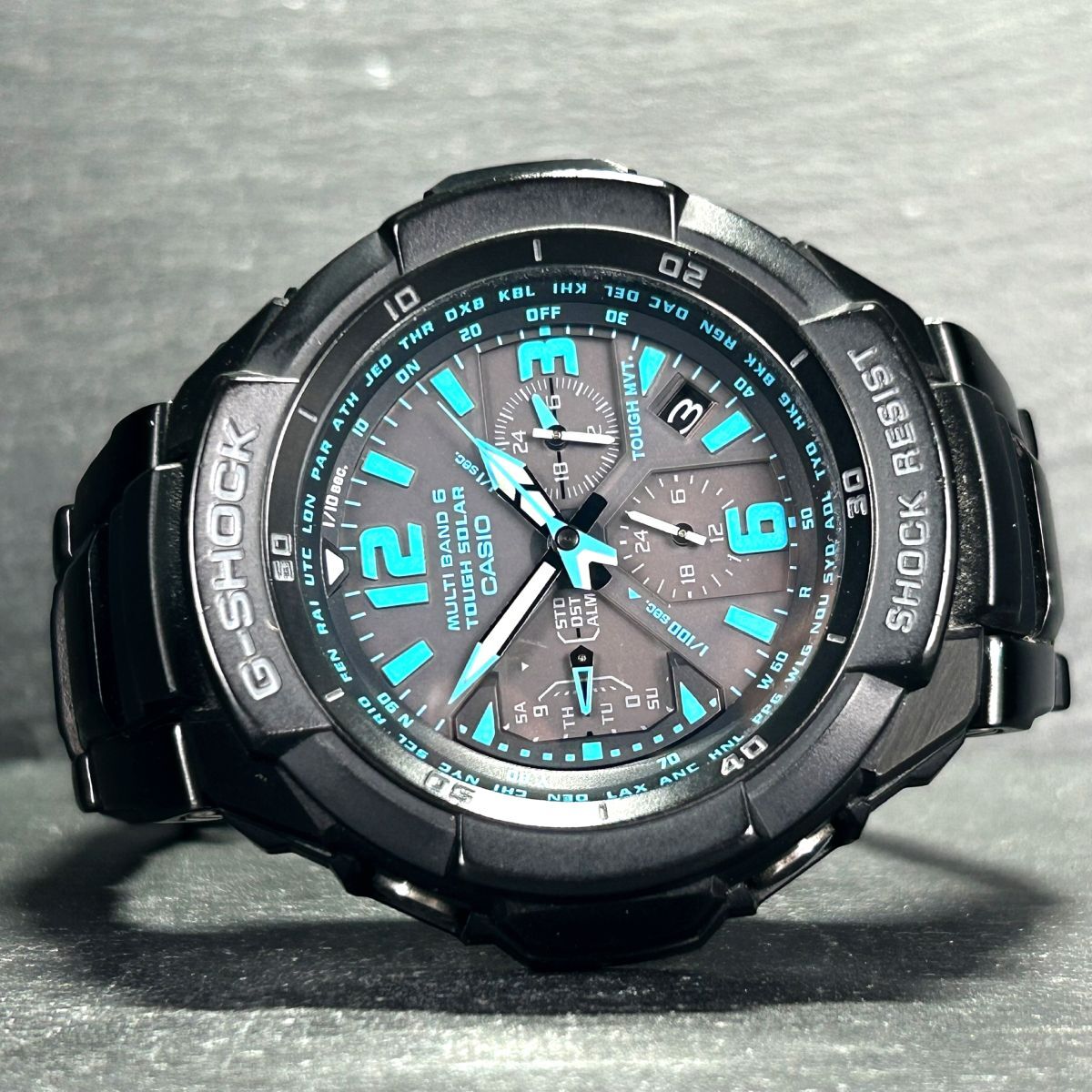 CASIO カシオ G-SHOCK ジーショック マルチバンド6 GW-3000BD-1A メンズ アナログ 電波ソーラー 腕時計 シアン ブラック 動作確認済みの画像4