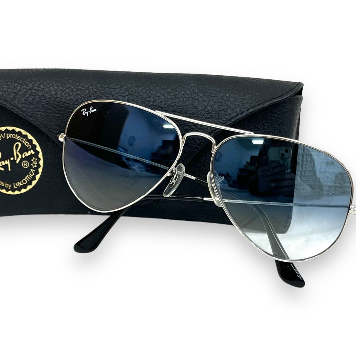 Ray-Ban RayBan солнцезащитные очки очки I одежда мода бренд Teardrop RB3025 авиатор AVIATOR голубой градация 