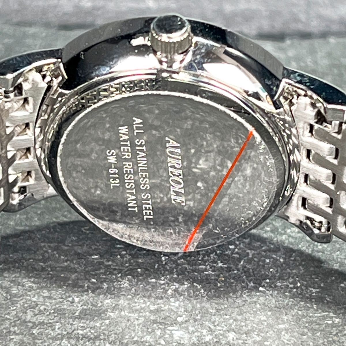 新品 AUREOLE オレオール SW-613L-03 腕時計 アナログ クオーツ サファイアガラス ホワイト文字盤 シルバー ステンレス 新品電池交換済みの画像7