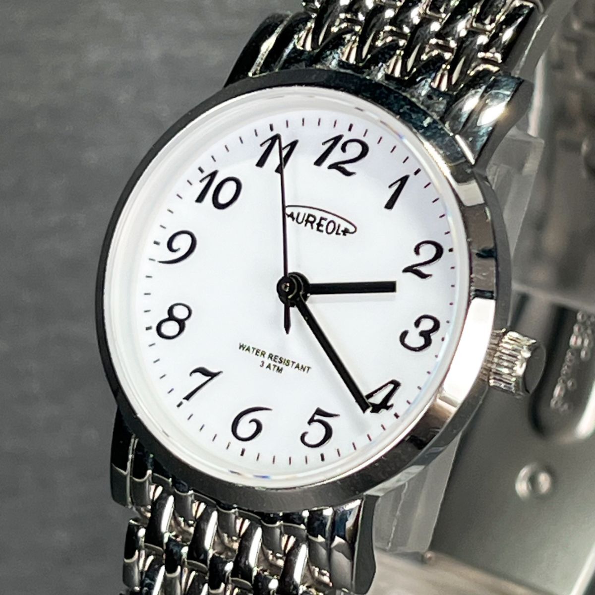 新品 AUREOLE オレオール SW-613L-03 腕時計 アナログ クオーツ サファイアガラス ホワイト文字盤 シルバー ステンレス 新品電池交換済みの画像2