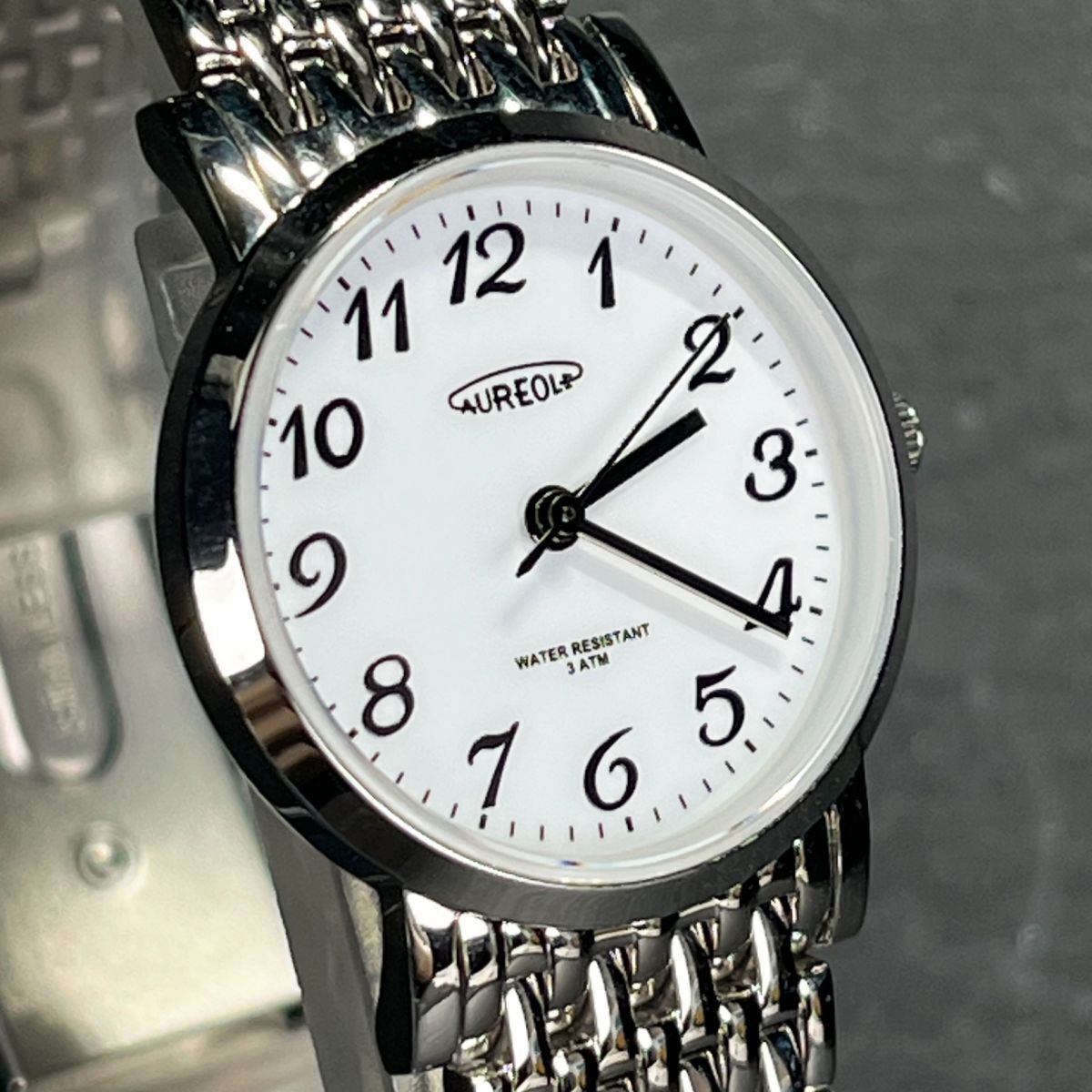 新品 AUREOLE オレオール SW-613L-03 腕時計 アナログ クオーツ サファイアガラス ホワイト文字盤 シルバー ステンレス 新品電池交換済みの画像3