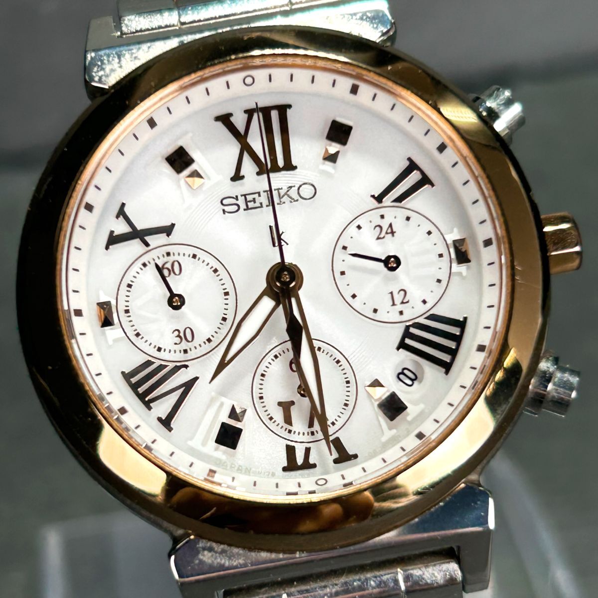 SEIKO セイコー LUKIA ルキア SSVS024 腕時計 ソーラー アナログ クロノグラフ カレンダー ルミブライト ステンレススチール 動作確認済み_画像1