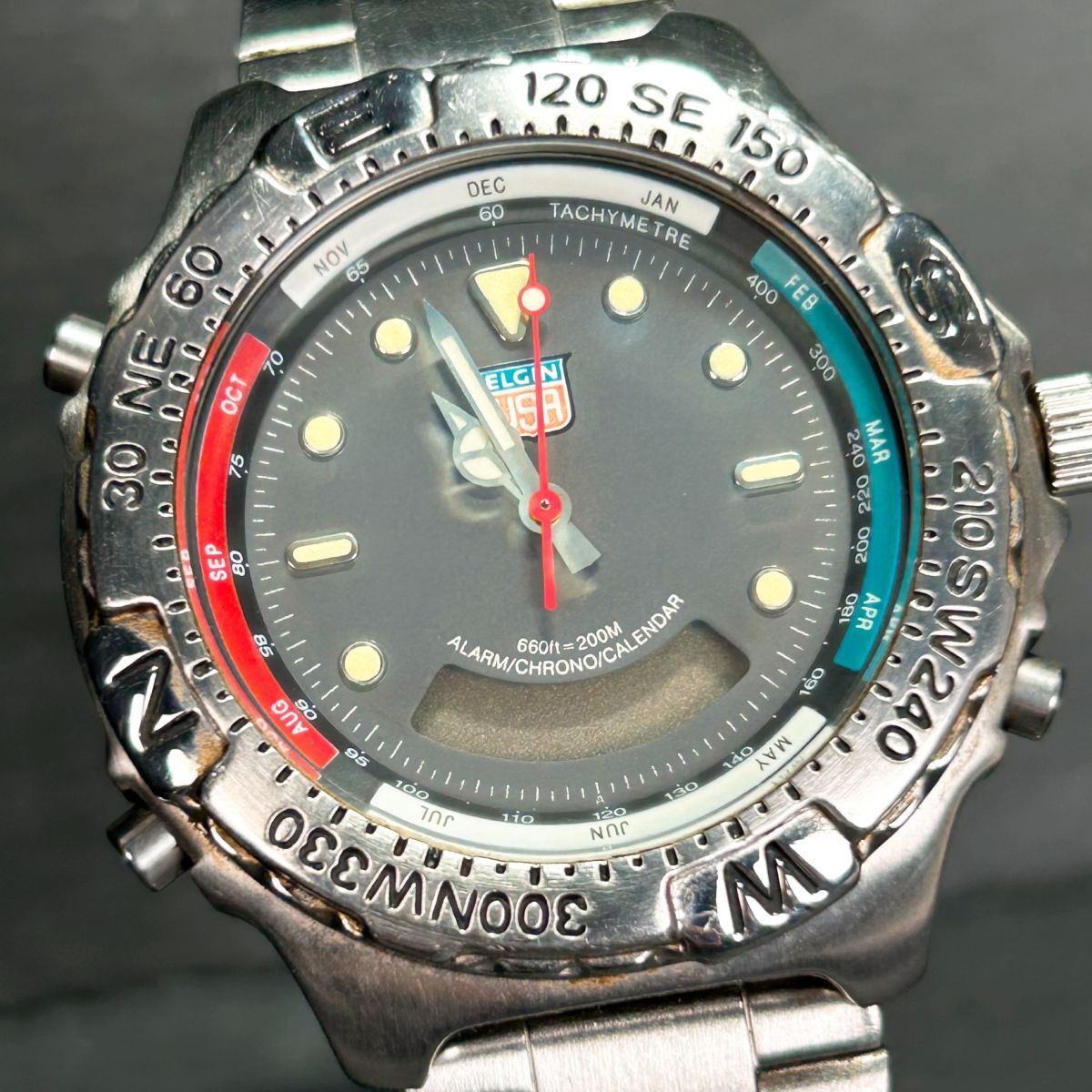 ELGIN エルジン FK-919-A 腕時計 クオーツ アナデジ ハイブリッド ステンレススチール グレー文字盤 シルバー メタルバンド ラウンド型の画像1