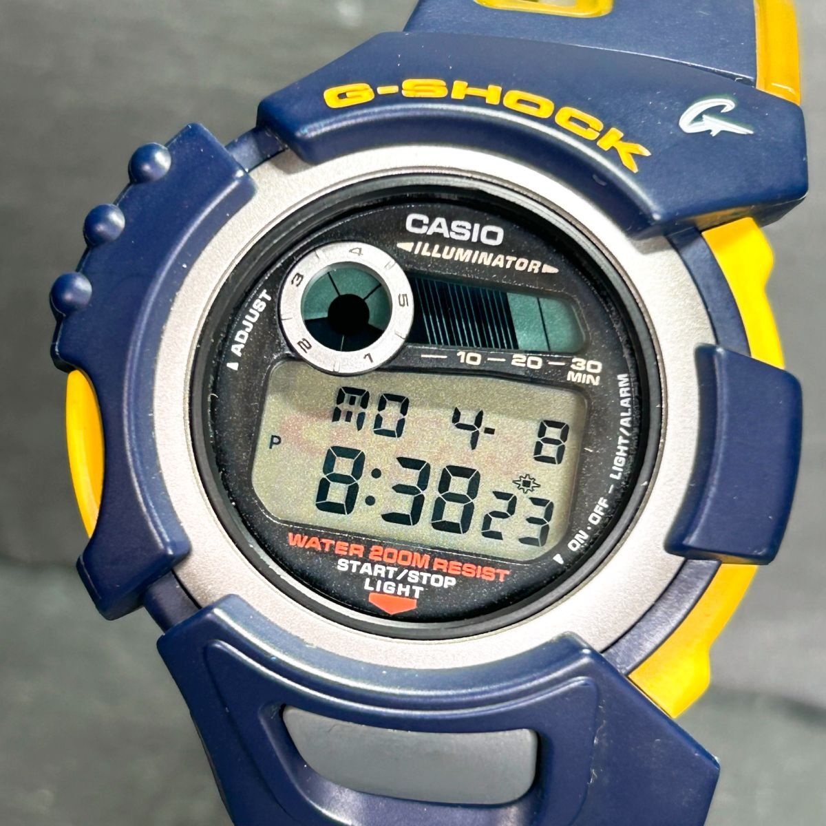 美品 CASIO カシオ G-SHOCK ジーショック G-LIDE ジーライド DWX-100 腕時計 クオーツ デジタル 多機能 ネイビー×イエロー 新品電池交換済の画像2