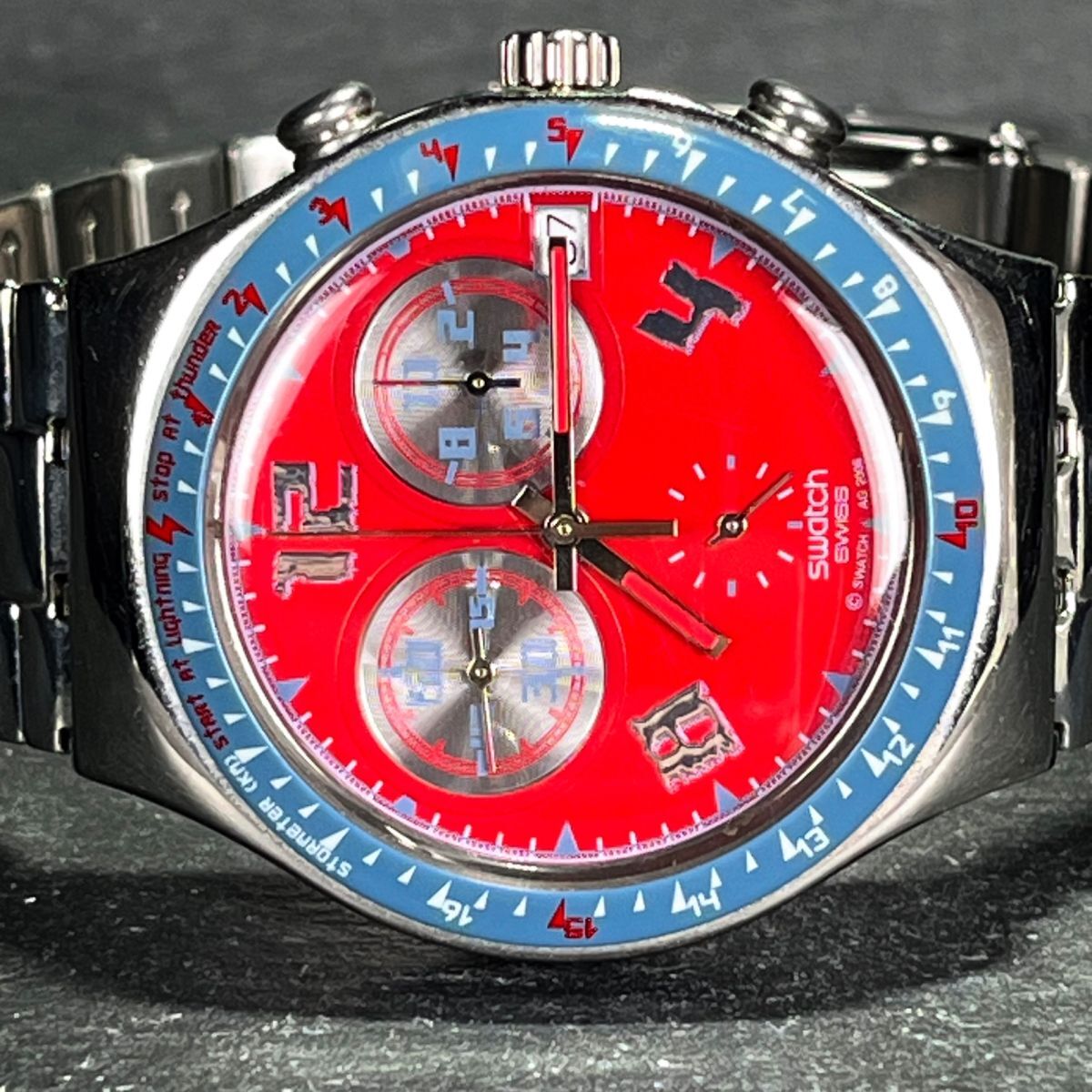 SWATCH スウォッチ IRONY アイロニー ROSSO FURORE AG2006 YCS494G メンズ 腕時計 アナログ クオーツ クロノグラフ デイト 新品電池交換済の画像4