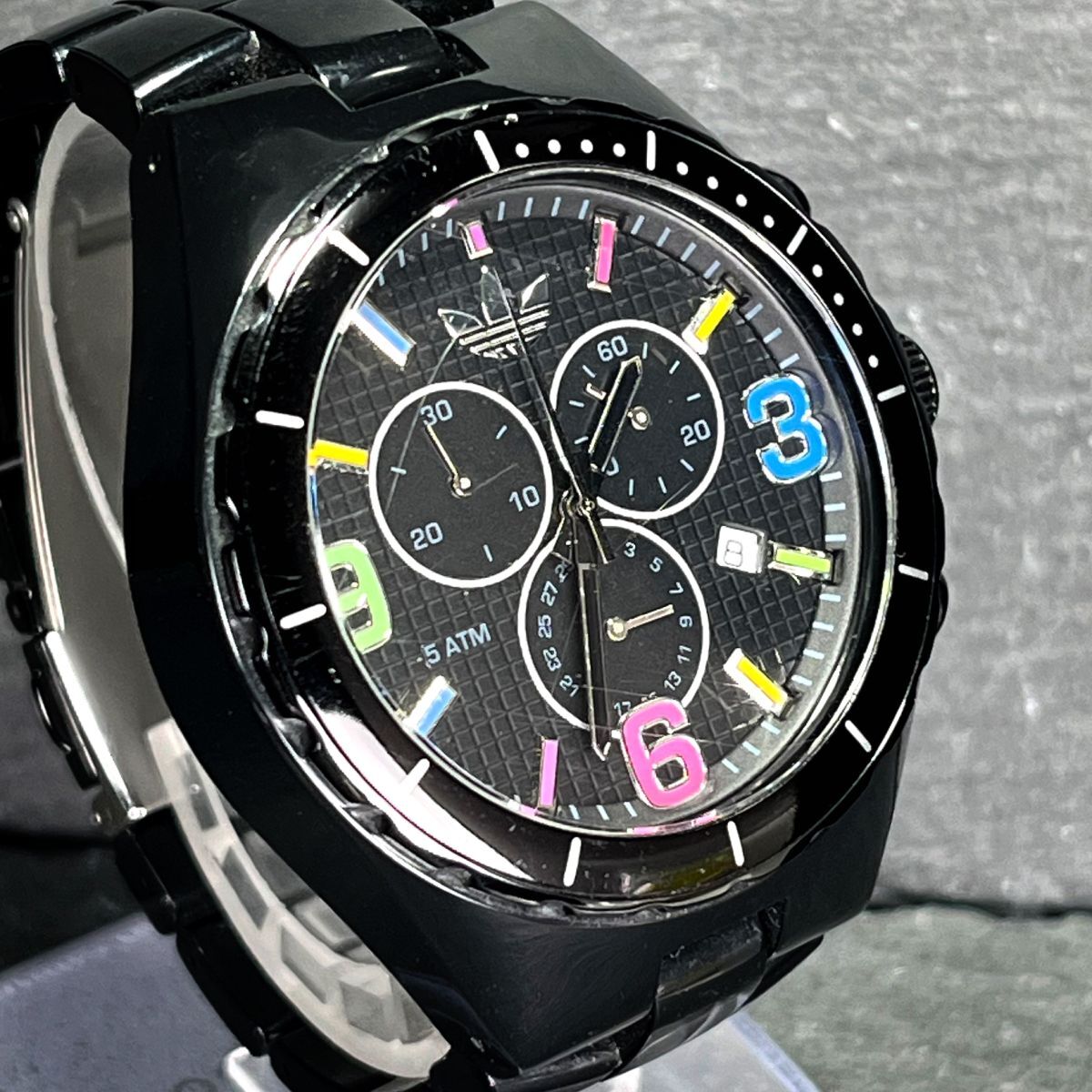 adidas アディダス timing タイミング ADH2519 ユニセックス 腕時計 アナログ クオーツ クロノグラフ デイト ラウンド 新品電池交換済みの画像3