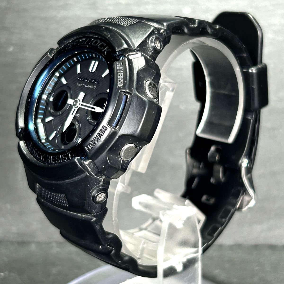 良品 CASIO カシオ G-SHOCK ジーショック AWG-M100A-1A 腕時計 タフソーラー 電波時計 ブラック アナデジ ステンレススチール 動作確認済みの画像6