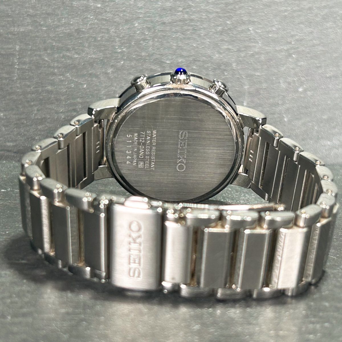 美品 SEIKO セイコー SRW013 クロノグラフ カボションクラウン 腕時計 クオーツ アナログ カレンダー ステンレススチール 動作確認済みの画像6