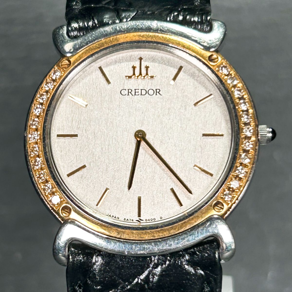 美品 SEIKO セイコー CREDOR クレドール サイドダイヤ 18K 23.4g 5A70-0290 腕時計 クオーツ アナログ ゴールド×シルバー 動作確認済み